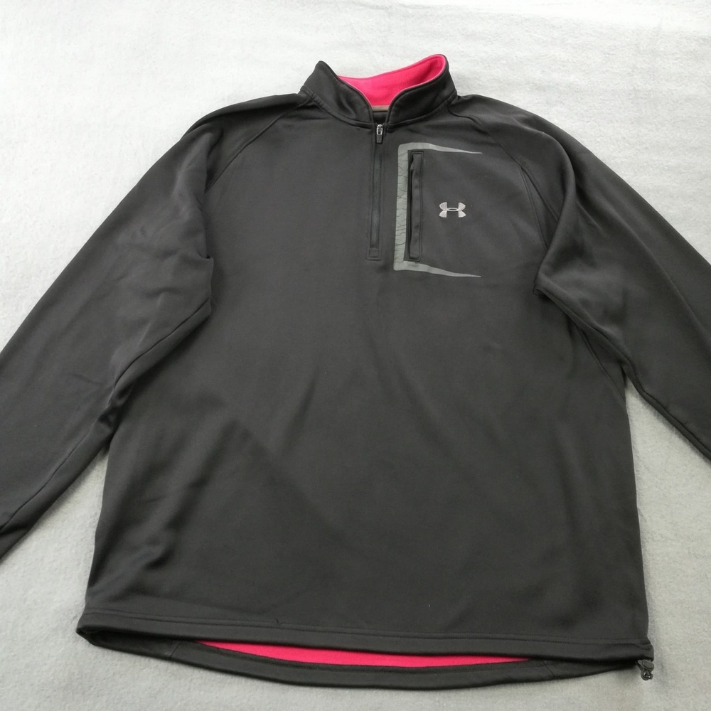 Under Armour Mens 1/4 Zip Fleece‎ Jacket Coldgear Black Long Sleeve Pullover L